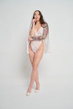 Off White Floral Fingertip Length Silk Organza Corded Lace Veil for Bride