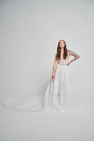 Floor-Length Cathedral Train Skirt: Exquisite Dress for Your Special Day