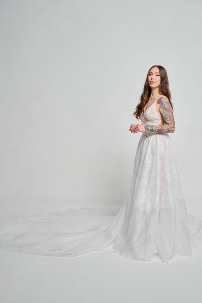 Breathtaking Floor-Length Cathedral Train: Your Dream Dress Near Me