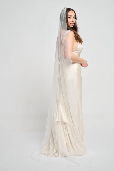 side view of custom gown in new york