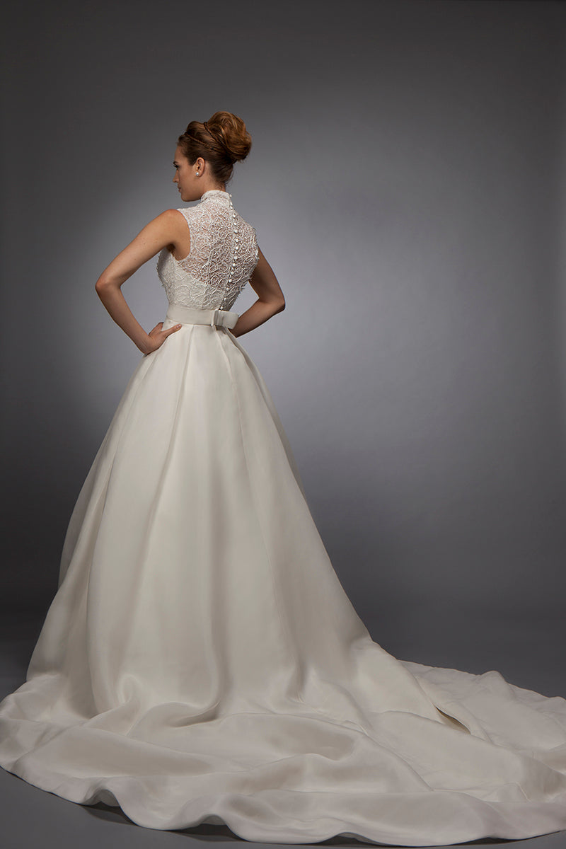 Lace and Gazar Sleeveless Custom Bridal Gowns in New York White / 10 Lace and Gazar Sleeveless Custom Bridal Gowns in New York White / 10