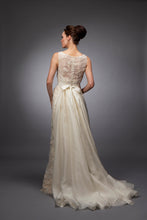 back view of Lace and organza custom gown in new york