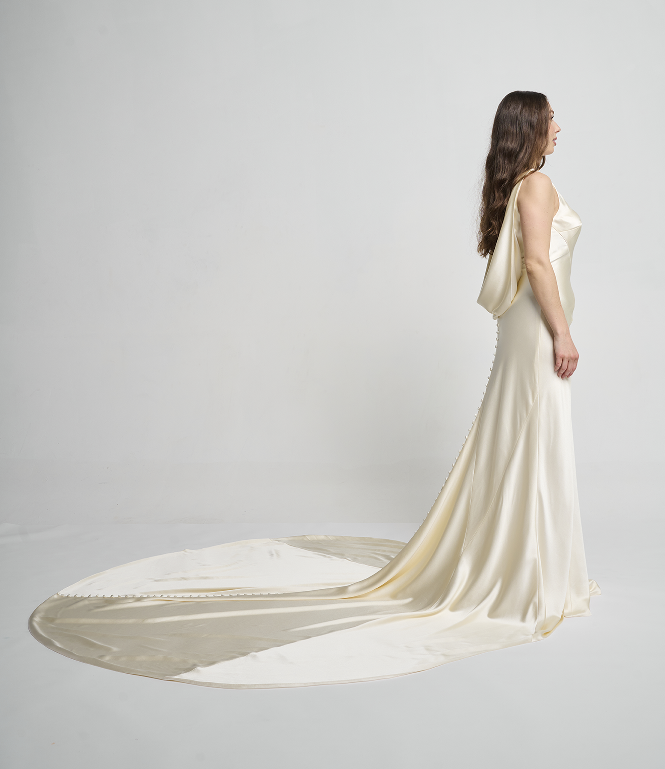 vintage wedding dresses silk Casual Vintage Silk Wedding Dress with Long Sleeve