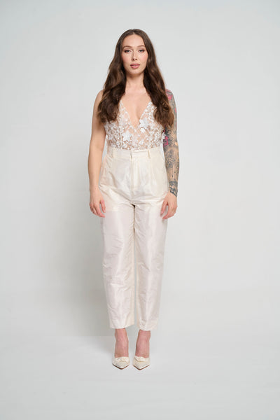 Ivory Taffeta Bridal Trousers: Custom Gown in York
