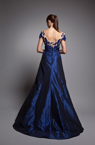 Arianna - Sapphire organza custom gown in New York