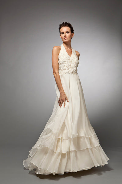 Buy Silk Organza Sleeveless Bridal Gown with Embroidered Buy Silk Organza Sleeveless Bridal Gown with Embroidered