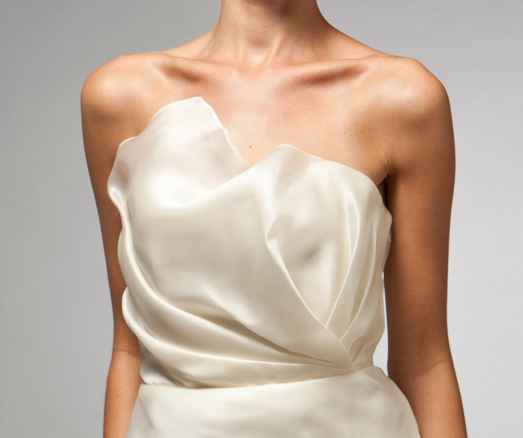 Satin Organza Strapless Couture Wedding Gowns Made in USA
