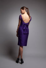 Caterina - Vivid Purple Silk Organza V-Neck Pleated Dress w/ Cap Sleeve - Size 6 (Sale)