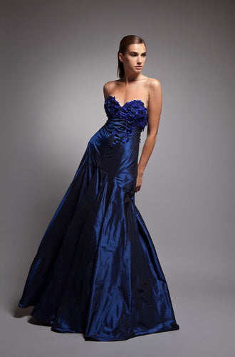 Cristina - Sapphire Blue Taffeta Strapless Gown w/ Sweetheart Neckline - (Sale)