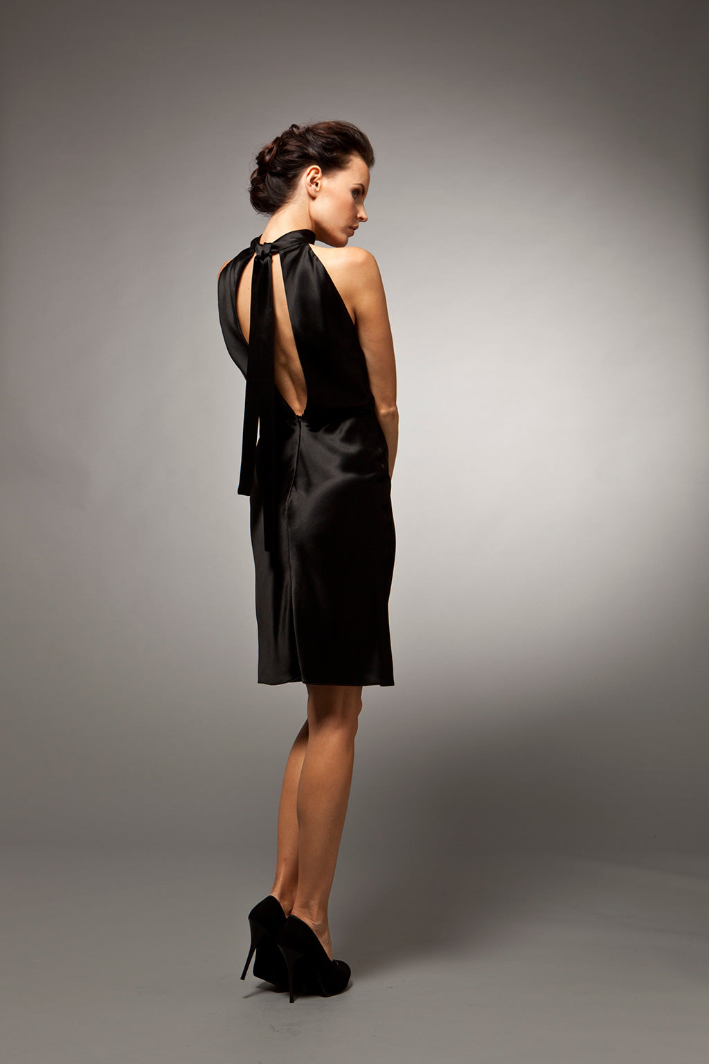 Lisette - Black Crepe-Back Satin Bias Cocktail Dress 10 / Black Lisette - Black Crepe-Back Satin Bias Cocktail Dress 10 / Black