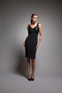 Black silk crepe dress in new york
