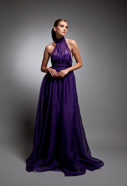 Helena - Vivid Purple silk organza gown 12 / Purple Helena - Vivid Purple silk organza gown 12 / Purple