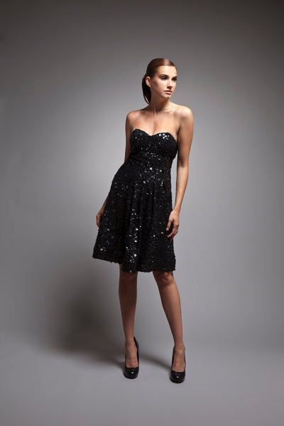 Black sequined strapless cocktail dress near me