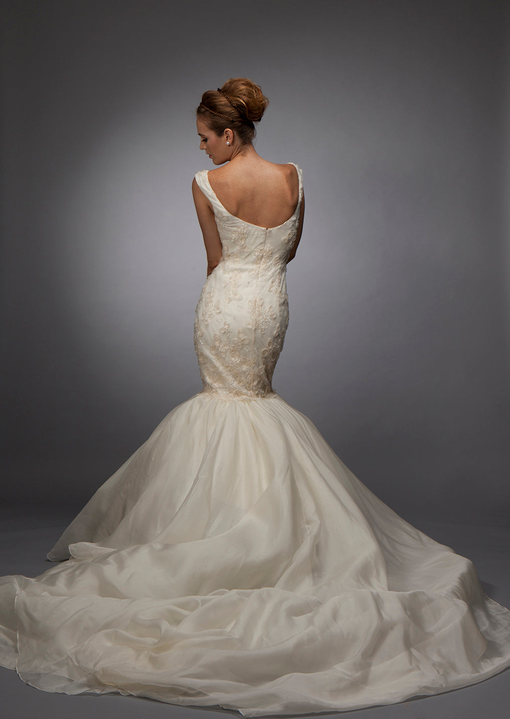 Lace and Organza Mermaid Bridal Gown 6 / Off White Lace and Organza Mermaid Bridal Gown 6 / Off White