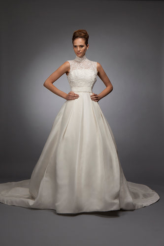 Amy - Lace and Gazar Sleeveless Bridal Gown