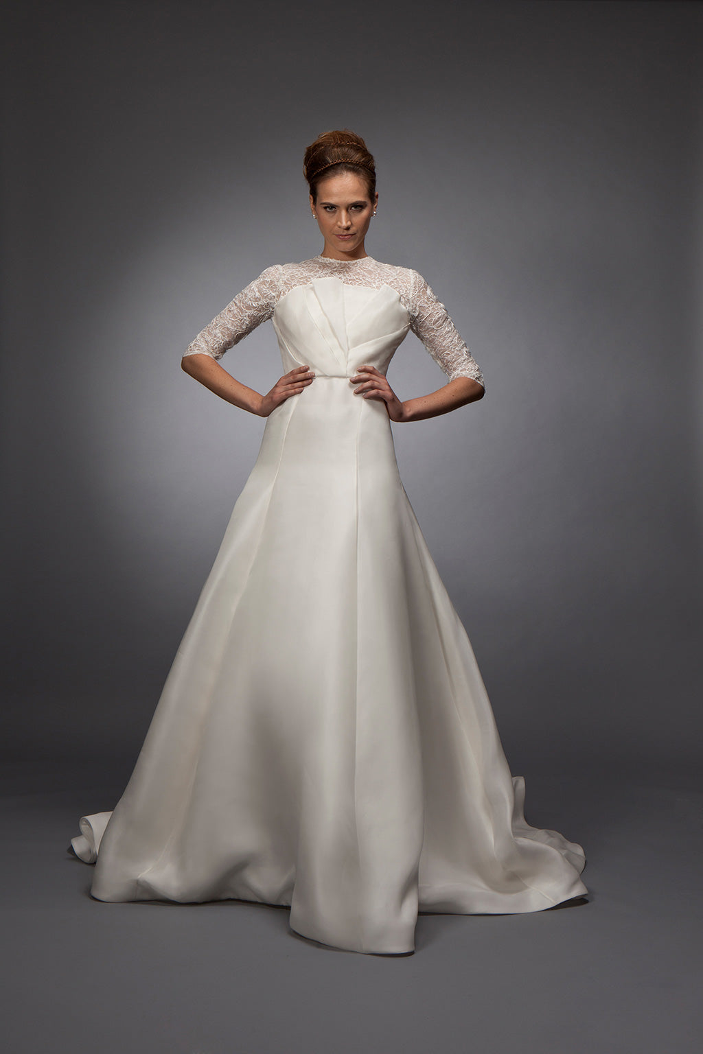 Buy Asymmetrical Gazar Custom Wedding Gown Ivory / 8 Buy Asymmetrical Gazar Custom Wedding Gown Ivory / 8