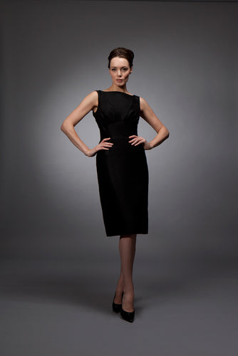 Sylvie - Black Crepe Evening Gown with Open Back Sylvie - Black Crepe Evening Gown with Open Back