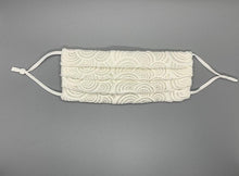 Pleated Ivory Cotton Lace Face Mask with adjustable band & nose clip.
